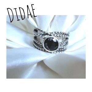 Vtg Didae Shablool Israel Onyx Sterling Silver Wide Band Ring Sz 8  HTF